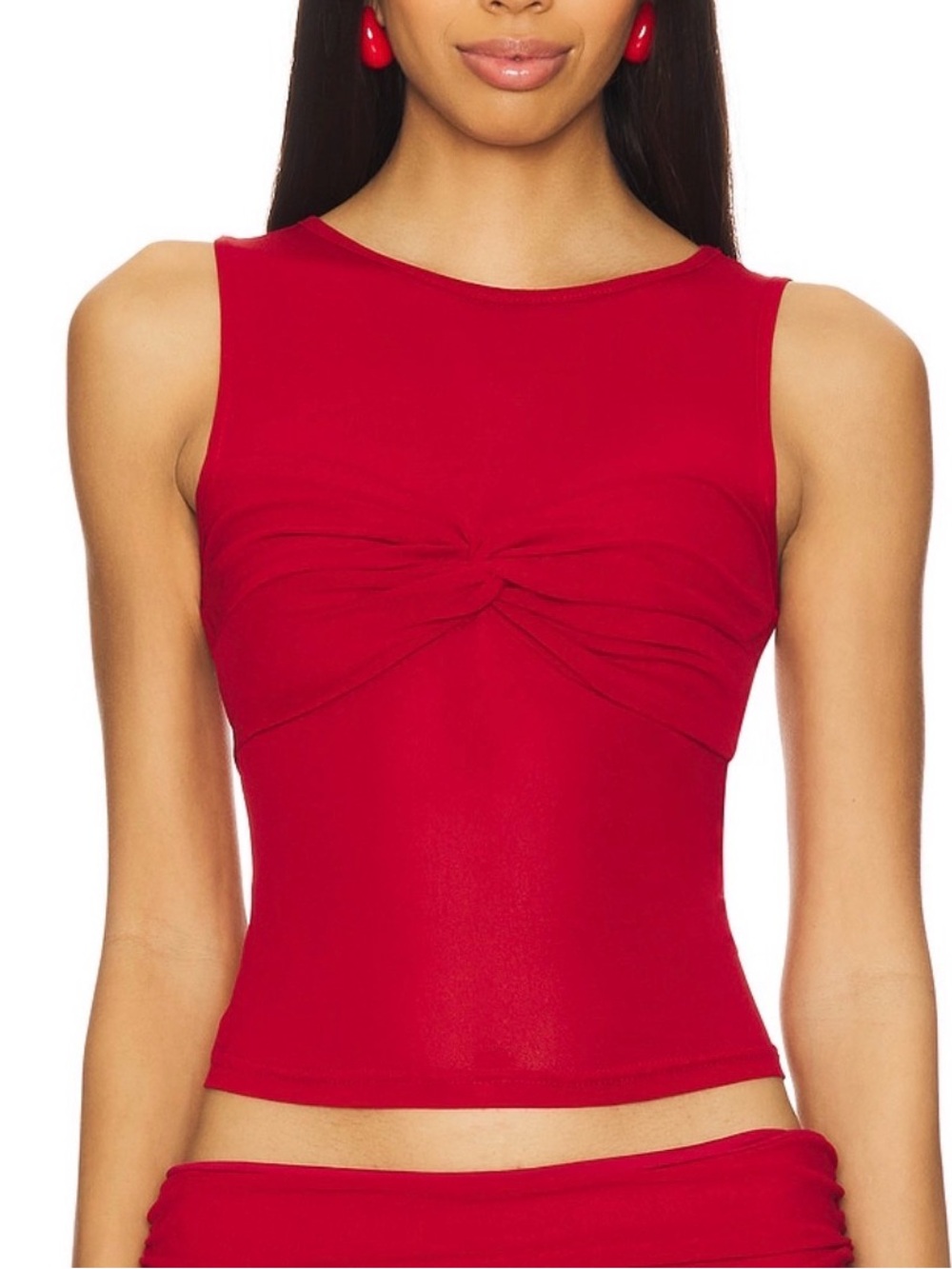 Runaway The Label Red Mesh Twist Front Sleeveless Top Size S